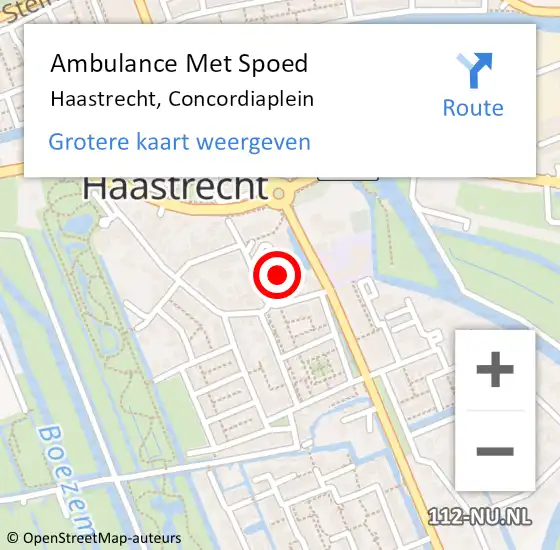 Locatie op kaart van de 112 melding: Ambulance Met Spoed Naar Haastrecht, Concordiaplein op 24 november 2023 23:51