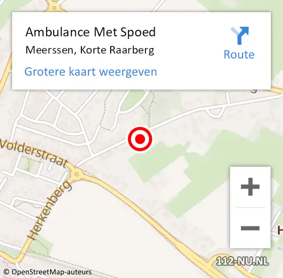 Locatie op kaart van de 112 melding: Ambulance Met Spoed Naar Meerssen, Korte Raarberg op 25 november 2023 00:39