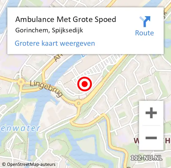 Locatie op kaart van de 112 melding: Ambulance Met Grote Spoed Naar Gorinchem, Spijksedijk op 26 november 2023 14:01