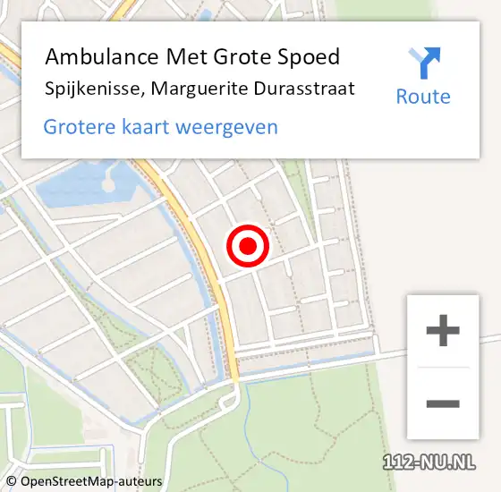 Locatie op kaart van de 112 melding: Ambulance Met Grote Spoed Naar Spijkenisse, Marguerite Durasstraat op 26 november 2023 15:10