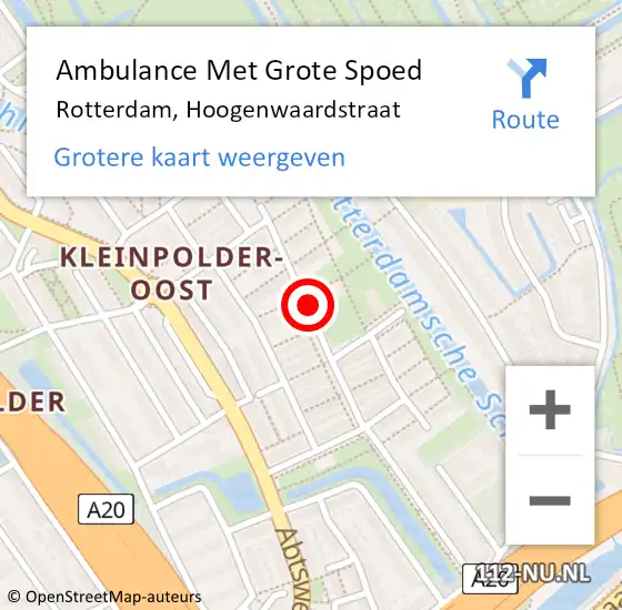 Locatie op kaart van de 112 melding: Ambulance Met Grote Spoed Naar Rotterdam, Hoogenwaardstraat op 26 november 2023 15:37