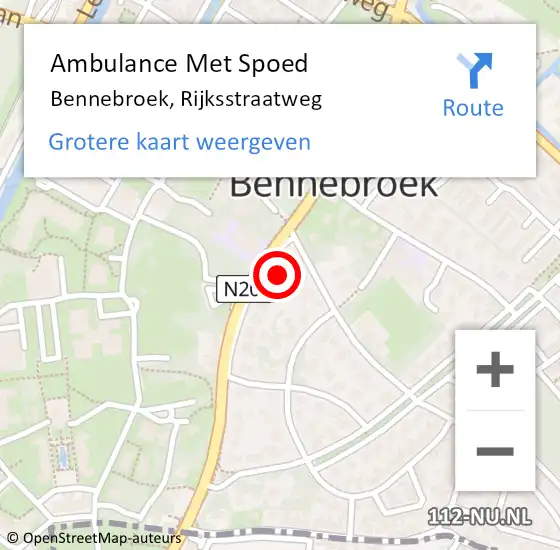 Locatie op kaart van de 112 melding: Ambulance Met Spoed Naar Bennebroek, Rijksstraatweg op 26 november 2023 16:12