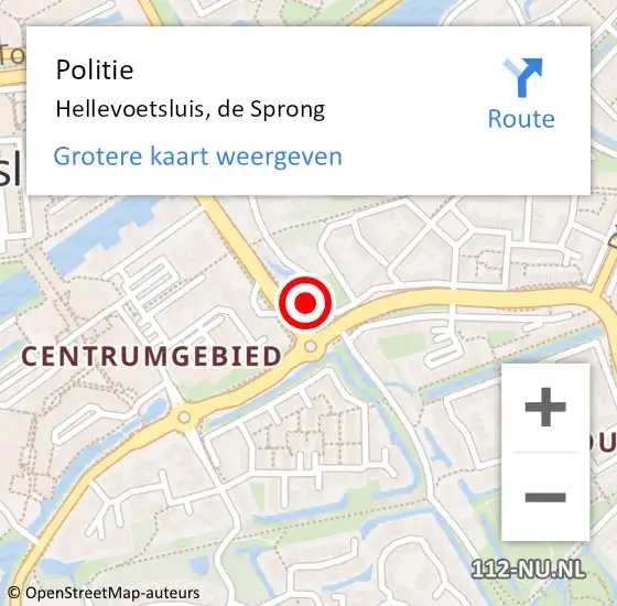 Locatie op kaart van de 112 melding: Politie Hellevoetsluis, de Sprong op 26 november 2023 16:25
