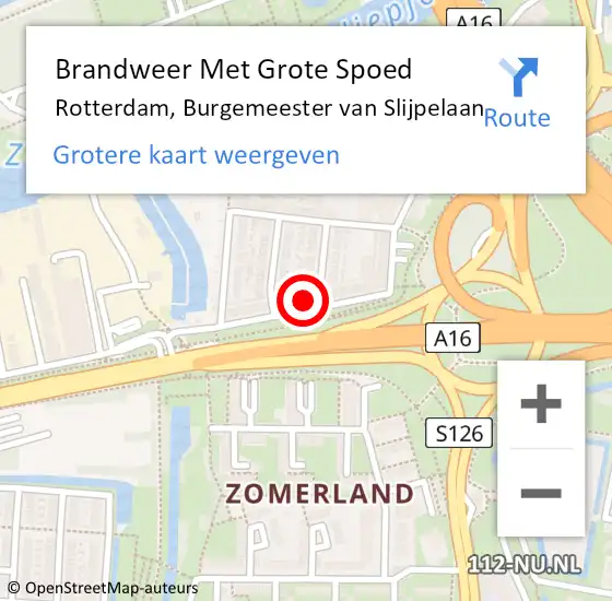 Locatie op kaart van de 112 melding: Brandweer Met Grote Spoed Naar Rotterdam, Burgemeester van Slijpelaan op 26 november 2023 18:42
