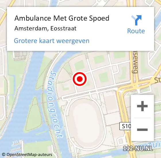 Locatie op kaart van de 112 melding: Ambulance Met Grote Spoed Naar Amsterdam, Eosstraat op 26 november 2023 20:18