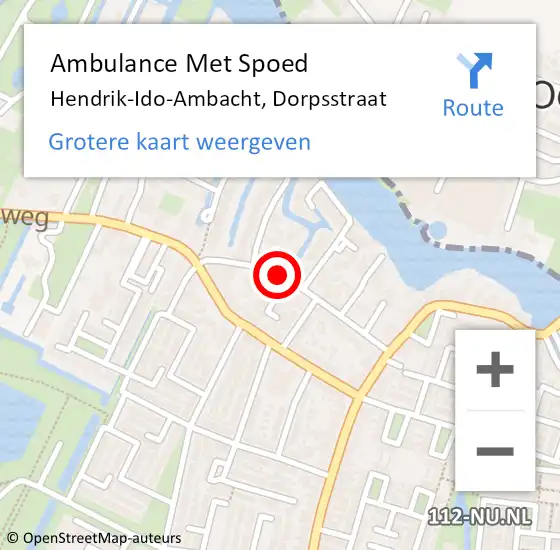 Locatie op kaart van de 112 melding: Ambulance Met Spoed Naar Hendrik-Ido-Ambacht, Dorpsstraat op 26 november 2023 20:49