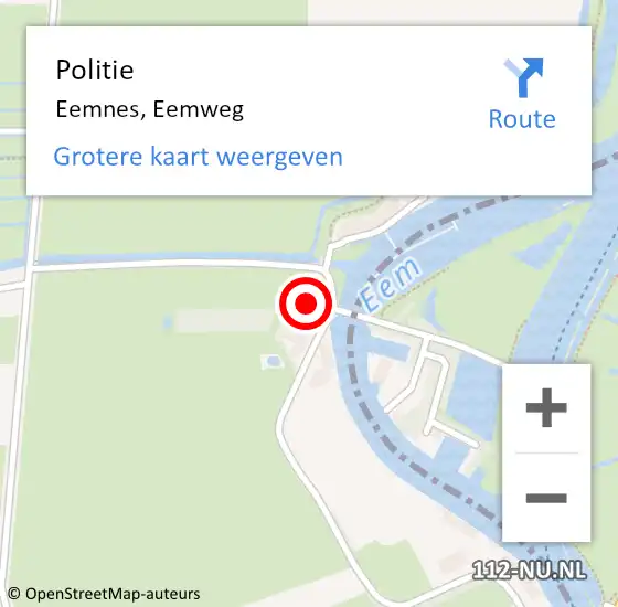 Locatie op kaart van de 112 melding: Politie Eemnes, Eemweg op 26 november 2023 21:00
