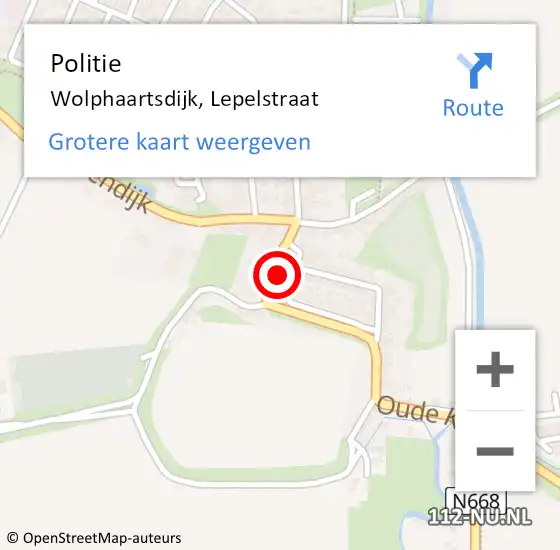 Locatie op kaart van de 112 melding: Politie Wolphaartsdijk, Lepelstraat op 26 november 2023 21:16