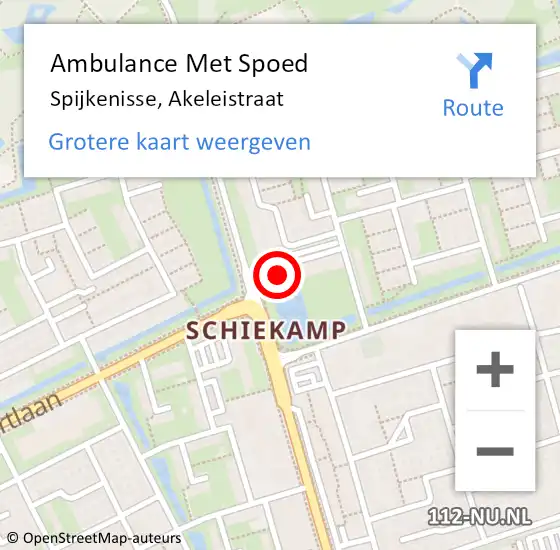 Locatie op kaart van de 112 melding: Ambulance Met Spoed Naar Spijkenisse, Akeleistraat op 26 november 2023 23:58