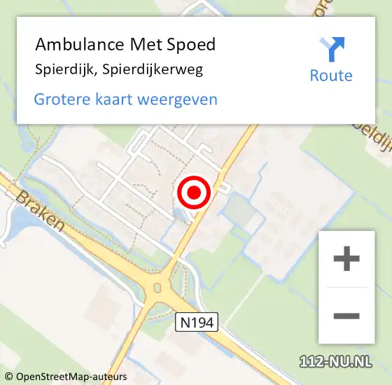 Locatie op kaart van de 112 melding: Ambulance Met Spoed Naar Spierdijk, Spierdijkerweg op 27 november 2023 01:33