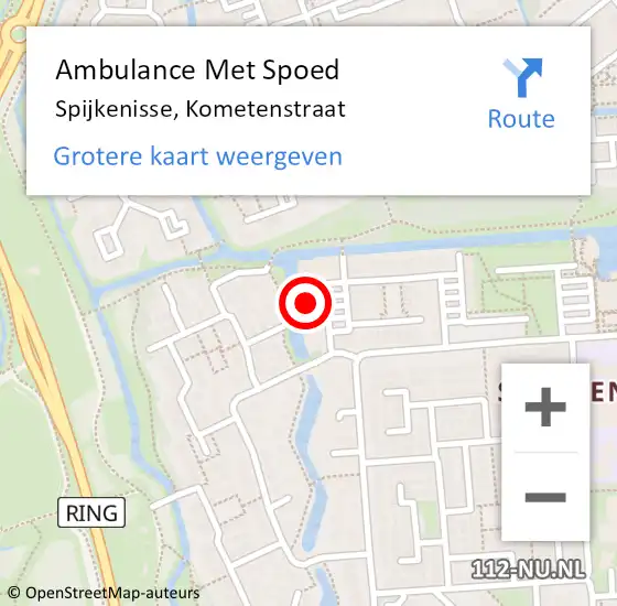 Locatie op kaart van de 112 melding: Ambulance Met Spoed Naar Spijkenisse, Kometenstraat op 27 november 2023 01:34