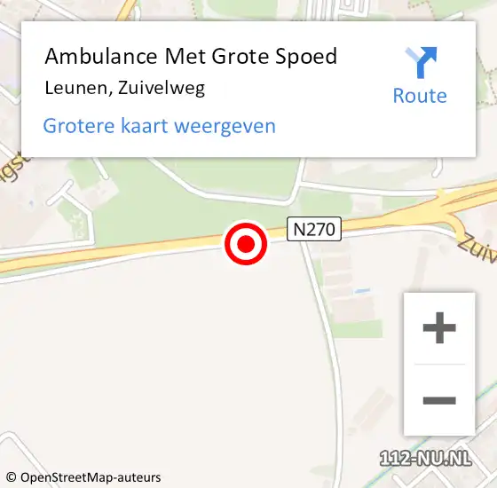 Locatie op kaart van de 112 melding: Ambulance Met Grote Spoed Naar Leunen, Zuivelweg op 16 september 2014 14:38