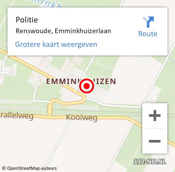 Locatie op kaart van de 112 melding: Politie Renswoude, Emminkhuizerlaan op 27 november 2023 05:24