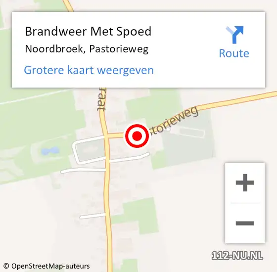 Locatie op kaart van de 112 melding: Brandweer Met Spoed Naar Noordbroek, Pastorieweg op 27 november 2023 06:27