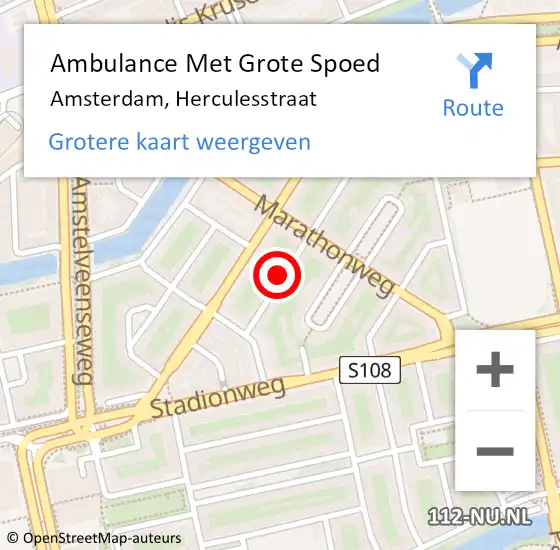 Locatie op kaart van de 112 melding: Ambulance Met Grote Spoed Naar Amsterdam, Herculesstraat op 27 november 2023 08:25