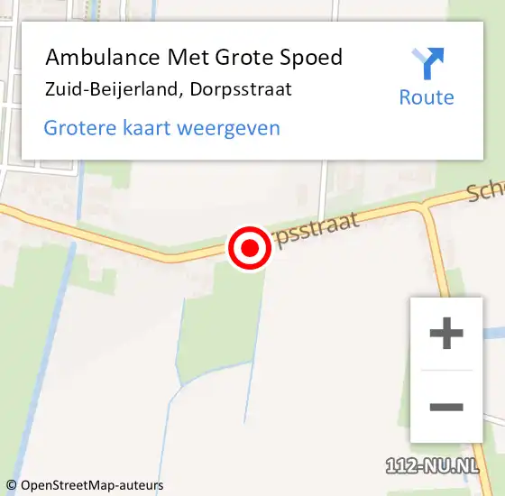 Locatie op kaart van de 112 melding: Ambulance Met Grote Spoed Naar Zuid-Beijerland, Dorpsstraat op 27 november 2023 09:20