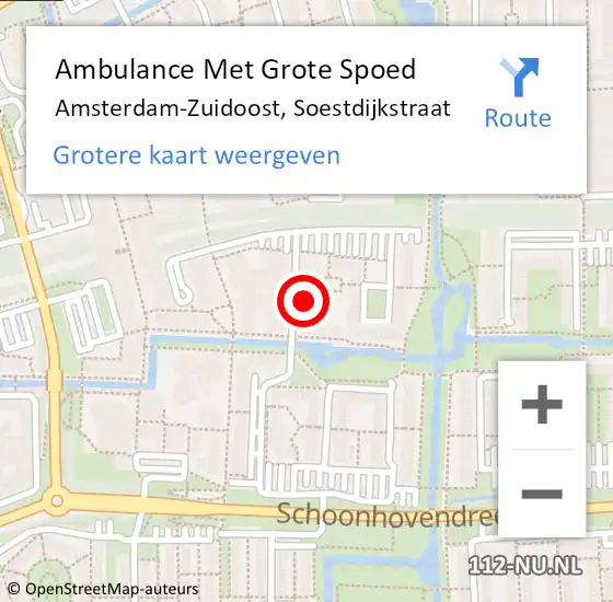 Locatie op kaart van de 112 melding: Ambulance Met Grote Spoed Naar Amsterdam, Soestdijkstraat op 27 november 2023 09:42