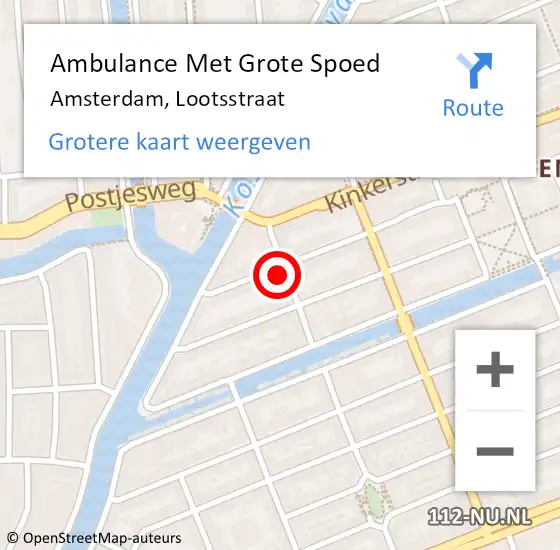 Locatie op kaart van de 112 melding: Ambulance Met Grote Spoed Naar Amsterdam, Lootsstraat op 27 november 2023 10:10