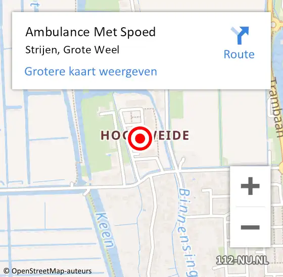 Locatie op kaart van de 112 melding: Ambulance Met Spoed Naar Strijen, Grote Weel op 27 november 2023 10:19