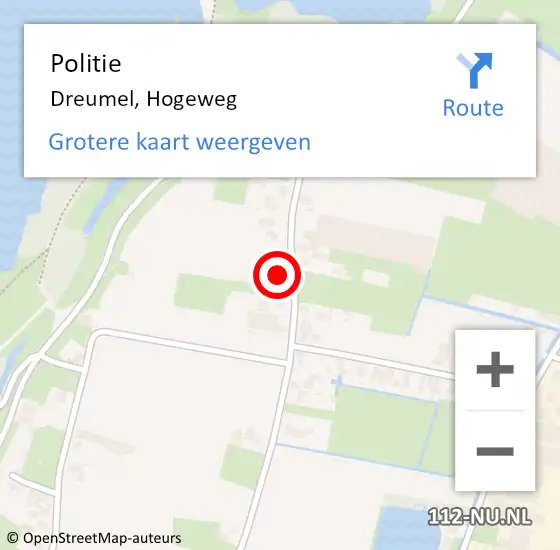 Locatie op kaart van de 112 melding: Politie Dreumel, Hogeweg op 27 november 2023 11:01