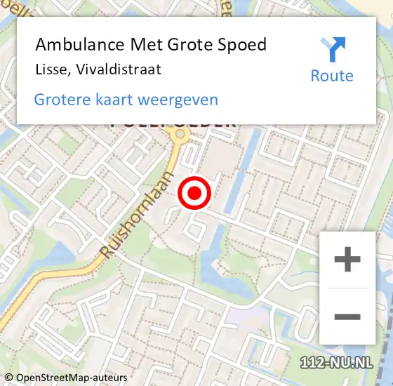 Locatie op kaart van de 112 melding: Ambulance Met Grote Spoed Naar Lisse, Vivaldistraat op 27 november 2023 11:03