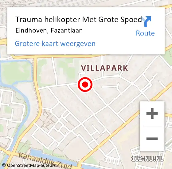 Locatie op kaart van de 112 melding: Trauma helikopter Met Grote Spoed Naar Eindhoven, Fazantlaan op 27 november 2023 11:11