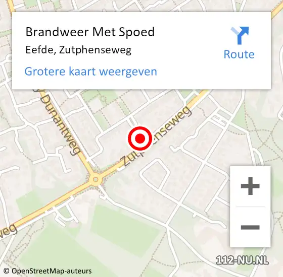 Locatie op kaart van de 112 melding: Brandweer Met Spoed Naar Eefde, Zutphenseweg op 27 november 2023 12:10