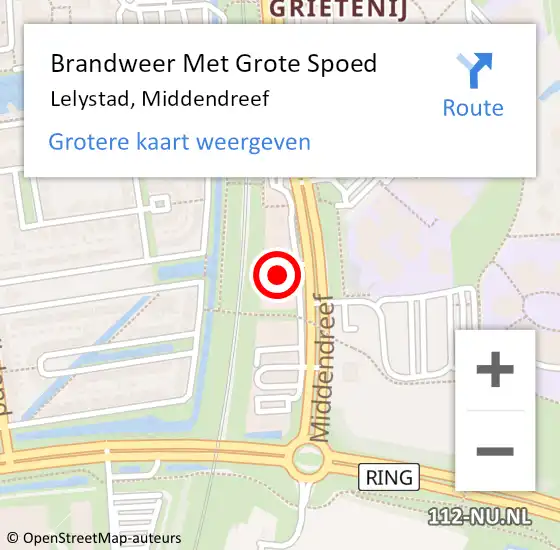 Locatie op kaart van de 112 melding: Brandweer Met Grote Spoed Naar Lelystad, Middendreef op 27 november 2023 12:54