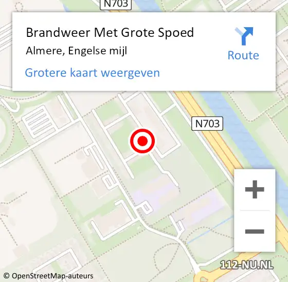 Locatie op kaart van de 112 melding: Brandweer Met Grote Spoed Naar Almere, Engelse mijl op 27 november 2023 13:16