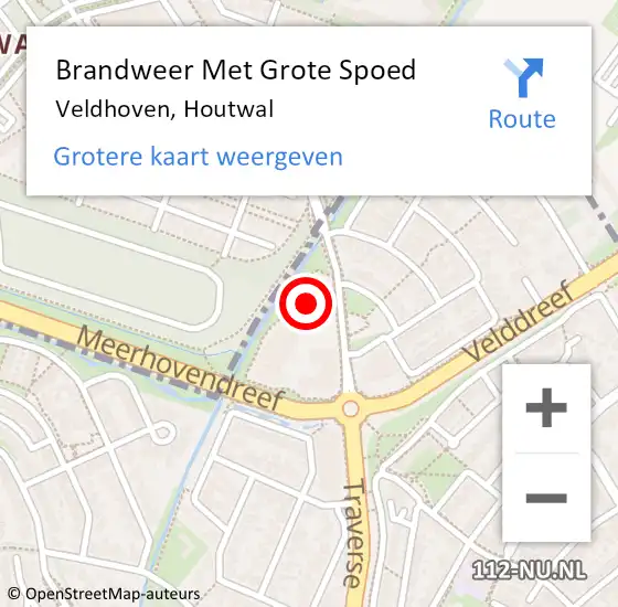 Locatie op kaart van de 112 melding: Brandweer Met Grote Spoed Naar Veldhoven, Houtwal op 27 november 2023 14:13