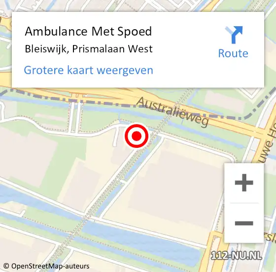 Locatie op kaart van de 112 melding: Ambulance Met Spoed Naar Bleiswijk, Prismalaan West op 27 november 2023 14:21