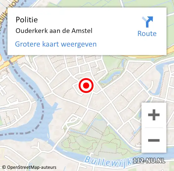 Locatie op kaart van de 112 melding: Politie Ouderkerk aan de Amstel op 27 november 2023 14:35