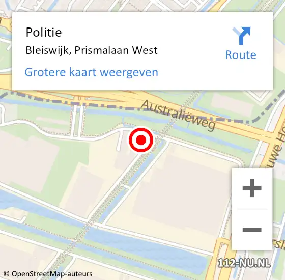 Locatie op kaart van de 112 melding: Politie Bleiswijk, Prismalaan West op 27 november 2023 14:36