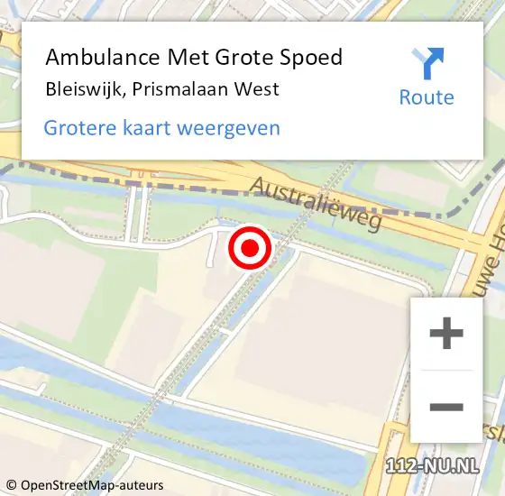 Locatie op kaart van de 112 melding: Ambulance Met Grote Spoed Naar Bleiswijk, Prismalaan West op 27 november 2023 14:58