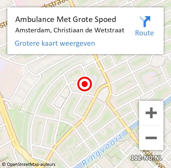 Locatie op kaart van de 112 melding: Ambulance Met Grote Spoed Naar Amsterdam, Christiaan de Wetstraat op 27 november 2023 15:13