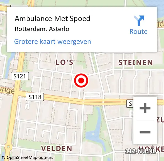 Locatie op kaart van de 112 melding: Ambulance Met Spoed Naar Rotterdam, Asterlo op 27 november 2023 15:21