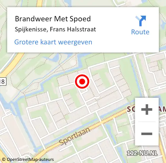 Locatie op kaart van de 112 melding: Brandweer Met Spoed Naar Spijkenisse, Frans Halsstraat op 27 november 2023 15:26
