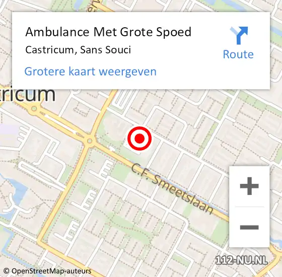 Locatie op kaart van de 112 melding: Ambulance Met Grote Spoed Naar Castricum, Sans Souci op 27 november 2023 15:40