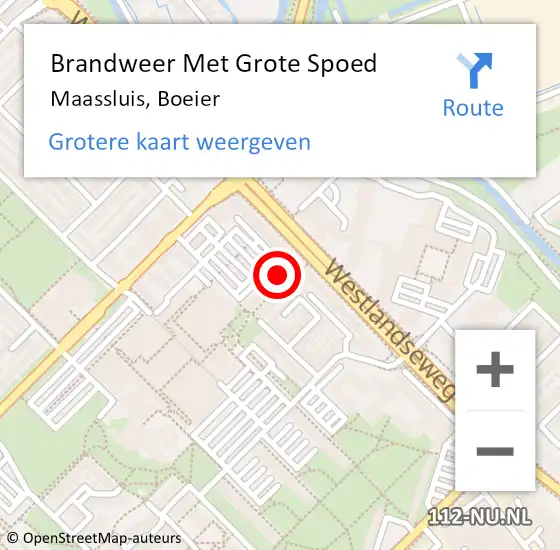 Locatie op kaart van de 112 melding: Brandweer Met Grote Spoed Naar Maassluis, Boeier op 27 november 2023 15:57