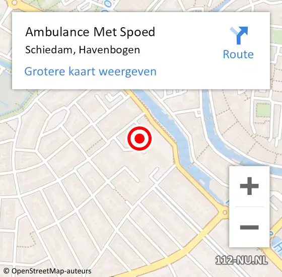 Locatie op kaart van de 112 melding: Ambulance Met Spoed Naar Schiedam, Havenbogen op 27 november 2023 16:10