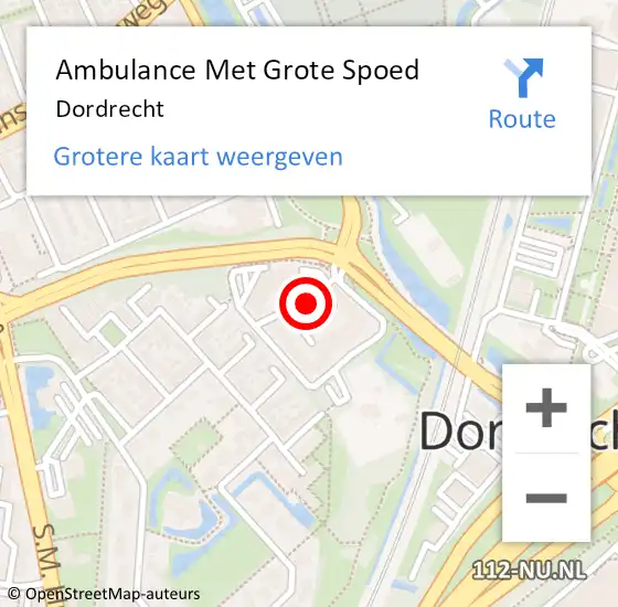 Locatie op kaart van de 112 melding: Ambulance Met Grote Spoed Naar Dordrecht, Tucana-Ring op 16 september 2014 15:58