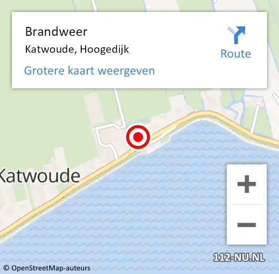 Locatie op kaart van de 112 melding: Brandweer Katwoude, Hoogedijk op 27 november 2023 16:58