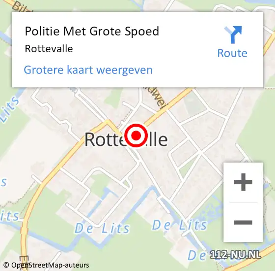 Locatie op kaart van de 112 melding: Politie Met Grote Spoed Naar Rottevalle op 27 november 2023 18:23