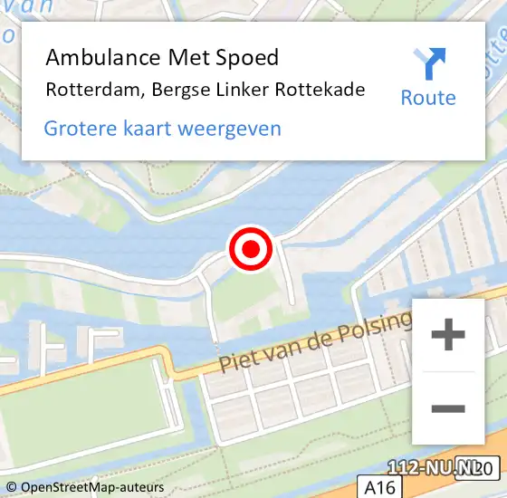 Locatie op kaart van de 112 melding: Ambulance Met Spoed Naar Rotterdam, Bergse Linker Rottekade op 27 november 2023 18:41