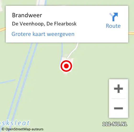 Locatie op kaart van de 112 melding: Brandweer De Veenhoop, De Flearbosk op 27 november 2023 19:45