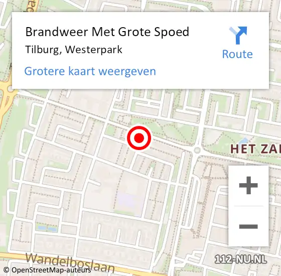 Locatie op kaart van de 112 melding: Brandweer Met Grote Spoed Naar Tilburg, Westerpark op 27 november 2023 20:39
