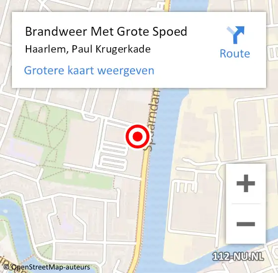 Locatie op kaart van de 112 melding: Brandweer Met Grote Spoed Naar Haarlem, Paul Krugerkade op 27 november 2023 20:43
