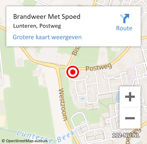 Locatie op kaart van de 112 melding: Brandweer Met Spoed Naar Lunteren, Postweg op 27 november 2023 23:23