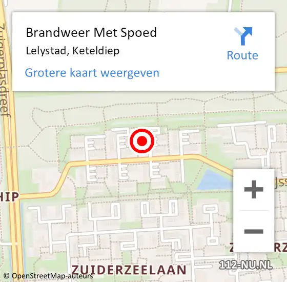 Locatie op kaart van de 112 melding: Brandweer Met Spoed Naar Lelystad, Keteldiep op 28 november 2023 00:32