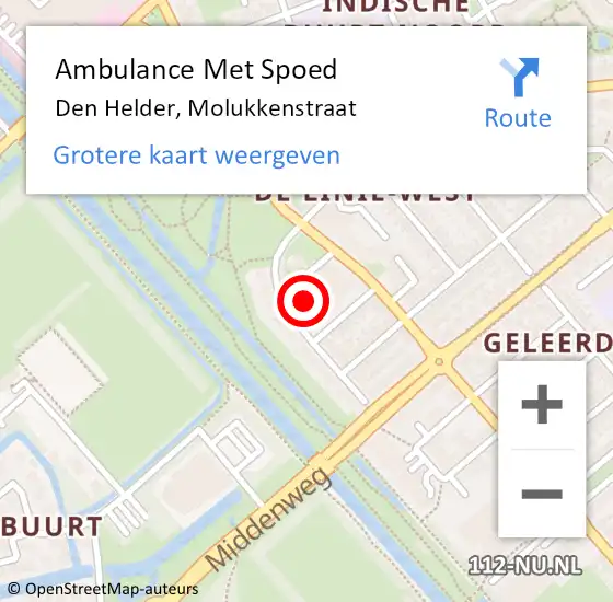 Locatie op kaart van de 112 melding: Ambulance Met Spoed Naar Den Helder, Molukkenstraat op 28 november 2023 03:39